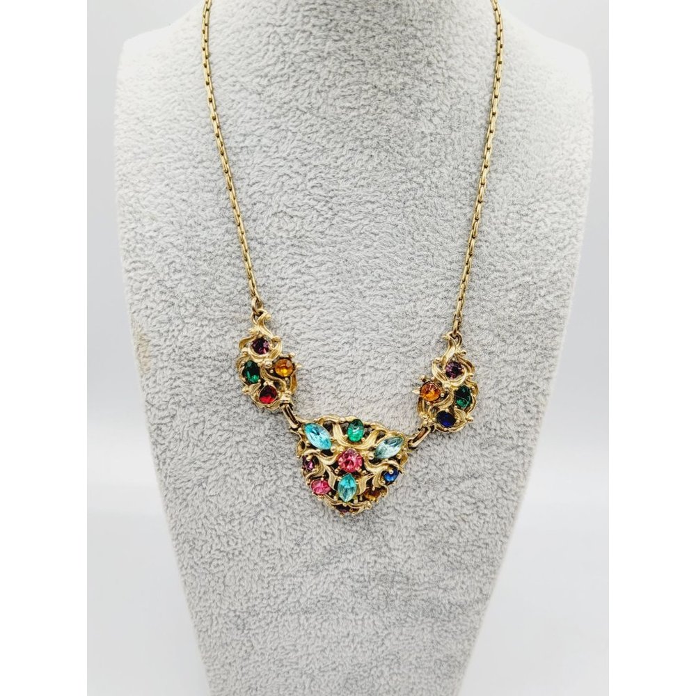 Vintage Rhinestone Colorful Necklace (A256)
